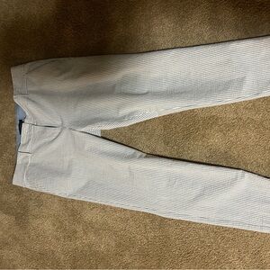 Ann Taylor Loft Waffle Textured Striped Tapered Original Ankle Pants size 10